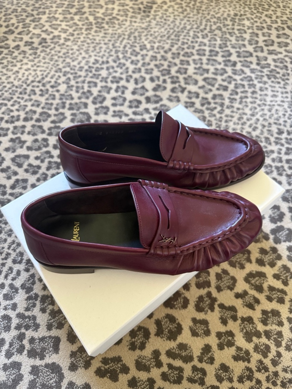 Saint Laurent Burgundy Leather Penny Loafers - Picture 3 of 15